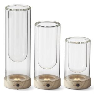 Clear Glass LED Cloche Test Tube Vases w/Timer