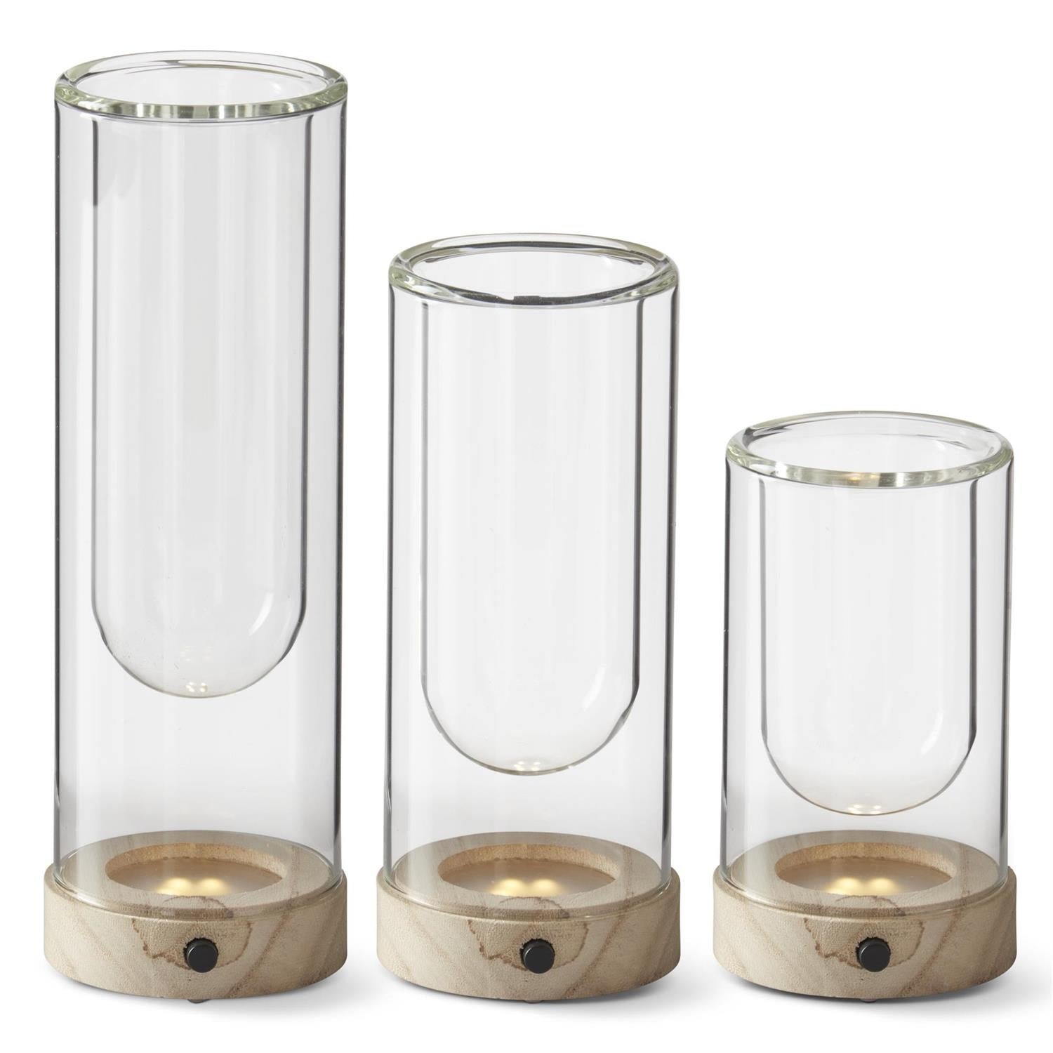 Clear Glass LED Cloche Test Tube Vases w/Timer