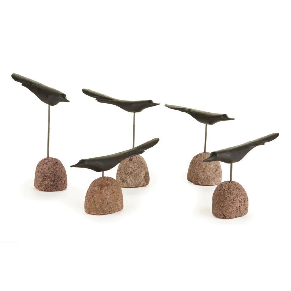 The Flock of Black Bird Carving Set